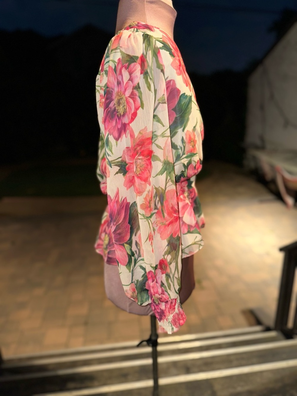 Express Floral Wrap Peplum Blouse - Pink/Green - Picture 2 of 4
